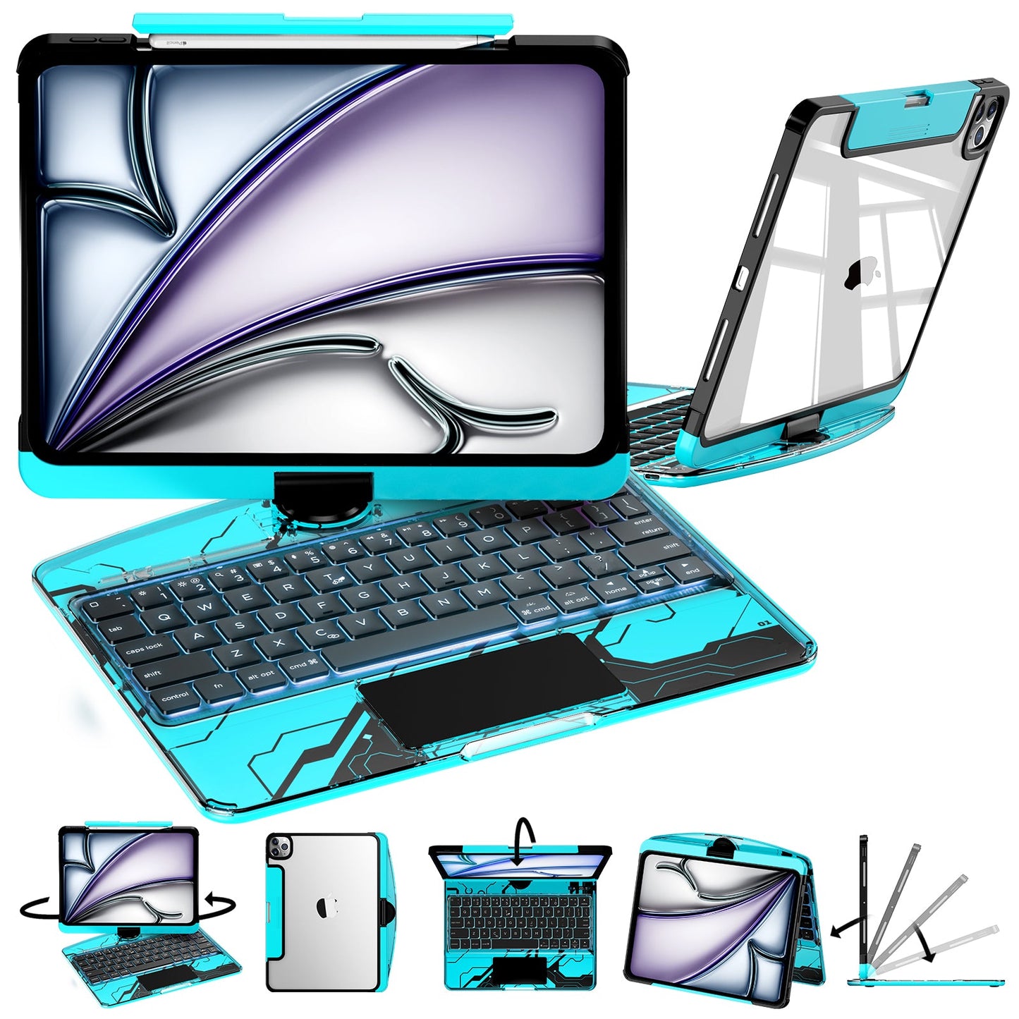 IOOIN New Y2K Color Keyboard Compatible with Apple iPad Blue