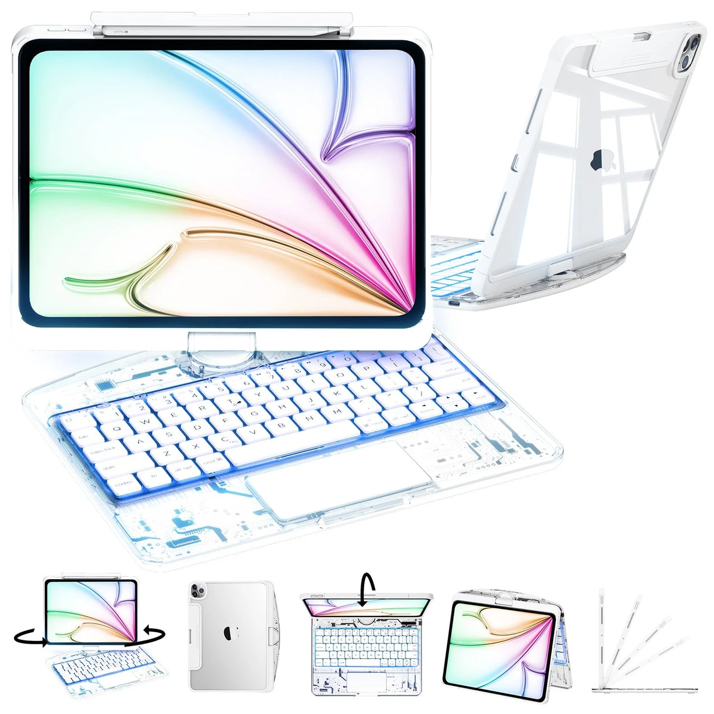 IOOIN New Y2K Color Keyboard Compatible with Apple iPad Blue