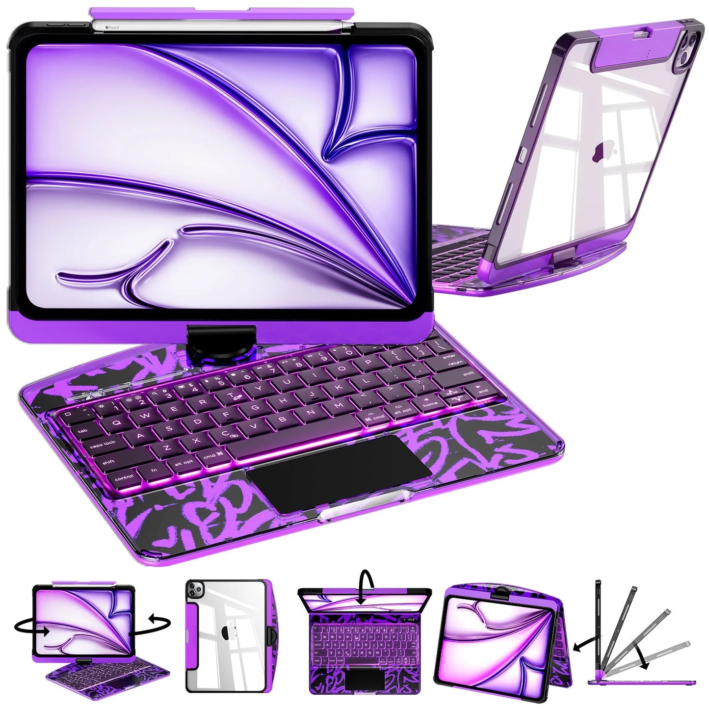 IOOIN New Y2K Color Keyboard Compatible with Apple iPad Blue