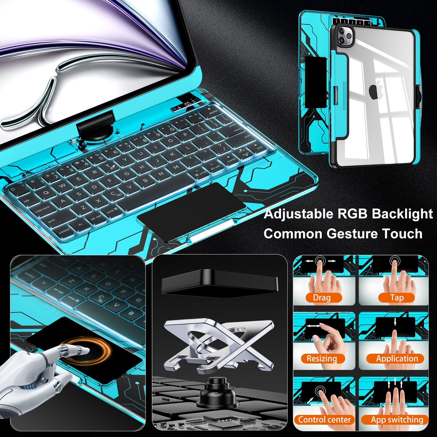 IOOIN New Y2K Color Keyboard Compatible with Apple iPad Blue