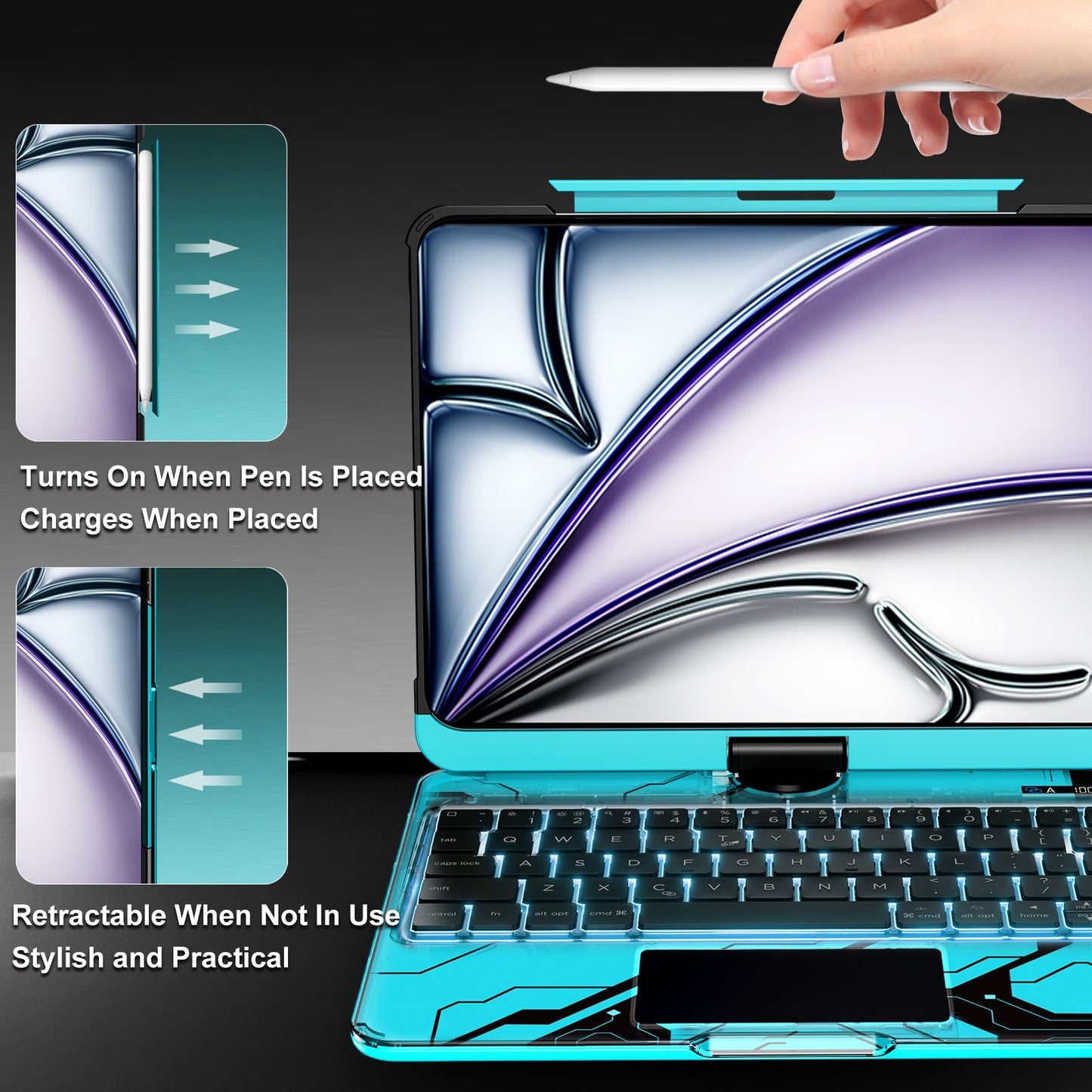 IOOIN New Y2K Color Keyboard Compatible with Apple iPad Blue